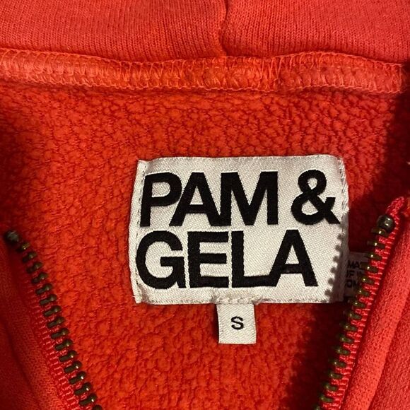 Pam & Gela LF Women's Coral Pink Zip Front Fleece Hoodie Fair Condition Small - Picture 2 of 13
